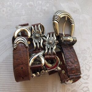 Captiva Collection Vintage Genuine Leather Metallic Silver Belt Women’s Size M